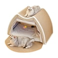 thumbnail image 2 of Cat Houses for Indoor Cats, Cat Scratcher Bed with Fluffy Ball Hanging, Curtains and Cat Floor Scratching Pad RugCat Bed Cave for Small Medium Large Cat Pet Toys Kitty Indoor Cats, 2 of 12
