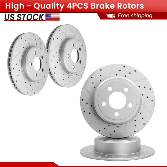 ACB ZONE 4PCS Front Rear Brake Rotors Set, Drilled & Slotted Disc Rotors Kit for Chrysler 300 2005-2021 Dodge Challenger 2009-2021 Charger 2006-2020 Magnum 2005-2008 RWD