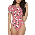 thumbnail image 1 of Balery French Bulldog Face Body de cuello redondo de manga corta para mujer Tops de manga corta Tops básicos-XX-Large, 1 of 7