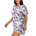 thumbnail image 2 of Kdxio Violets Flowers Print Pajamas Sets for Women Short-Sleeved Pjs with Lounge Shorts Two Piece Sleepwear S-4XL, 2 of 9