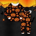 thumbnail image 2 of Tfken Boys Halloween Pajamas Outfit Set Pumpkin Graphic Long Sleeve Tops Elastic Waist Pants Set Homewear Cute Sleepwear Loungewear Children Trendy Pjs Clothes Size 9-10 Years, 2 of 3