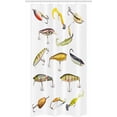 thumbnail image 3 of Fishing Stall Shower Curtain, Fishing Tackle Bait for Spearing Trapping Catching Aquatic Animals Molluscs Design, Fabric Bathroom Set with Hooks, 36W X 72L Inches Long, Multicolor, by Ambesonne, 3 of 3
