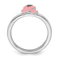 thumbnail image 2 of Bague Ruban de Sensibilisation Émaillé Rose en Argent Sterling Stackable Expressions Taille 10, 2 of 3