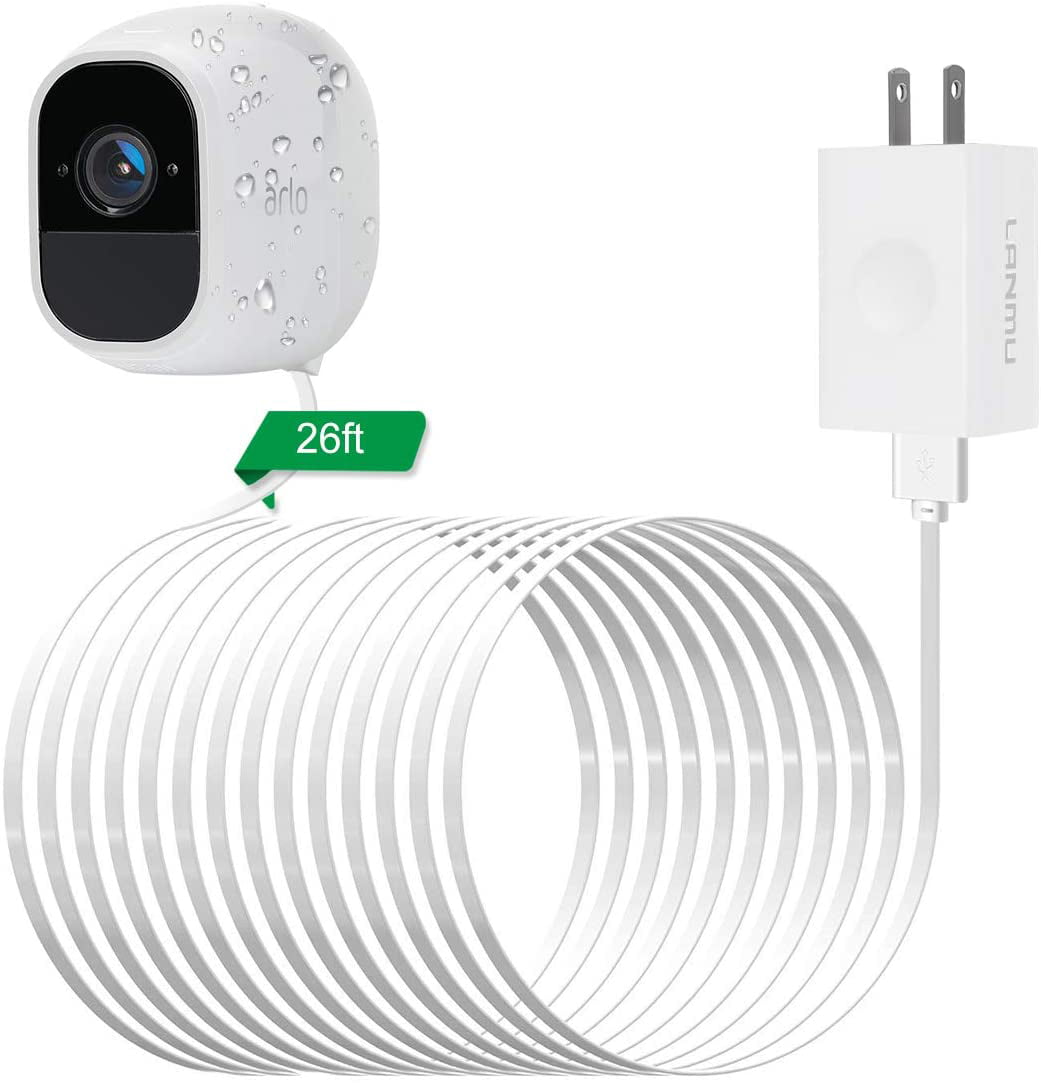 Charger and Cord LANMU 26ft Weatherproof Outdoor Power Cable Compatible with Arlo Pro,Arlo Pro 2,Arlo Go and Arlo Security Light with Quick Charge 3.0 Power Adapter