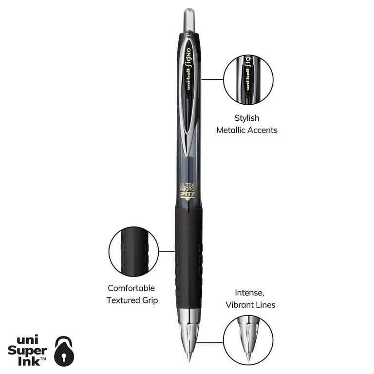 Uniball One Gel Pen 12 Pack, 0.38mm Ultra Micro Black Pens, Gel Ink Pens