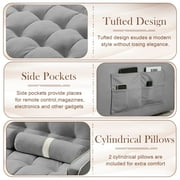 KINFFICT Futon Sofa Bed, Convertible Sleeper Sofa Bed with Pull Out Couch, Modern Velvet Loveseat Sleeper, Small Couch for Living Room, Gray