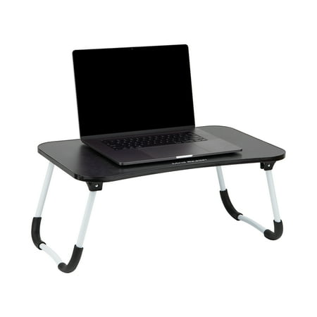 Mind Reader Foldable Bed Tray, Lap Desk with Fold-Up Legs, Freestanding Portable Table for Laptop, Tablet, Reading, Black