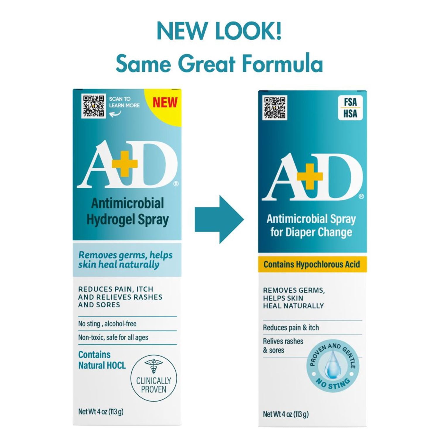A+D Antimicrobial Hydrogel Spray with Hypochlorous Acid, 4oz