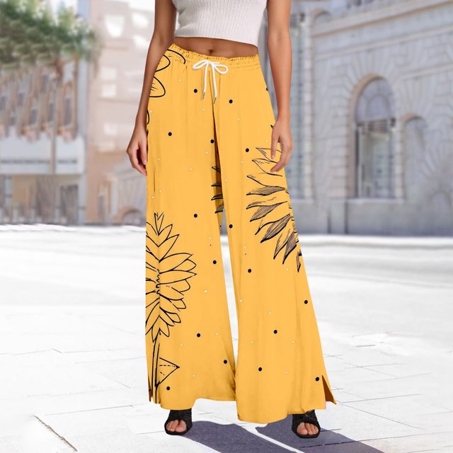 WILLBEST Pantalones Casuales para Mujer, Holgados, de Pierna Recta, Cómodos, con Cintura Elástica, para Uso Diario, Moda de Primavera y Verano. Extra Grande