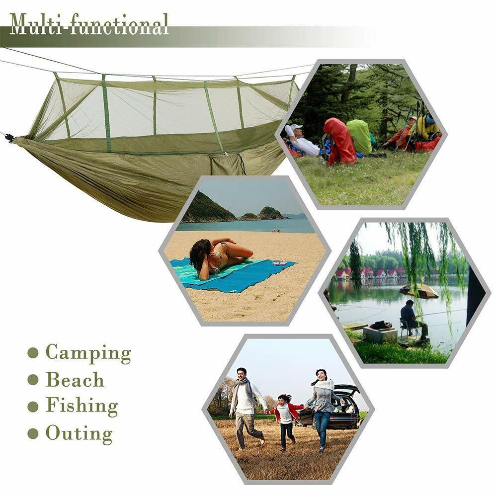 2 Person Hammocks with Net, Waterproof Lightweight Portable Hammock for Hiking Outdoor Travel Beach Backyard
