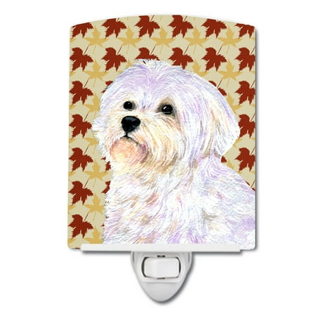 

Maltese Fall Leaves Portrait Ceramic Night Light