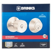 Brinks Keyed Entry Classic Bell Style Doorknob and Deadbolt Combo, Satin Nickel Finish