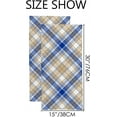 thumbnail image 3 of Soft Hand Fingertip Towels, 2 Pcs Face Bath Towels Blue Gold Tartan Pattern Absorbent Washcloths for Bathroom Hotel Kitchen, 30"x15", 3 of 6