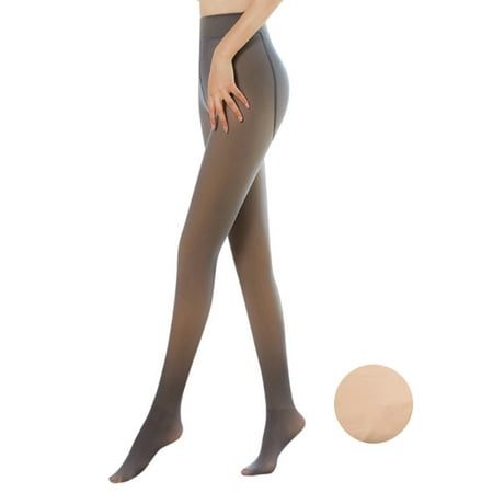 

CANKER Women Winter Warm Fake Translucent Pantyhose Thicken Faux Fleece Lined Seamless Stockings Slimming Legs Opaque Footed Tights Leggings