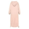 thumbnail image 5 of Womens Solid Color Hooded Long Sleeve Warm Casual Pocket Dress Petite Dresses Women Doll Dress Summer Dresses Women Olive Summer Dress Long Dresses for Women Casual Teenager Casual Dresses Summer, 5 of 5