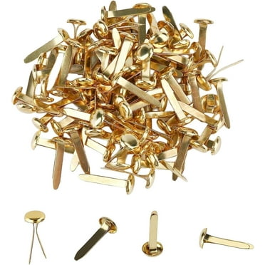 100 Pcs Split Pins Metal Paper Fasteners Mini Brads, 8mm x 17mm Round Scrapbooking Split Pins for Paper Craft DIY StampingOffiHousehold (Gold)