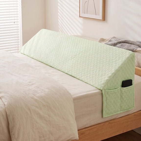1Pc Triangular Wedge Pillow, Mattress‑Headboard Gap Closing Pillow, Soft‑Touch Fabric, Easy Setup For Bedroom.Cover Material: 100% Polyester(Green-Twin)