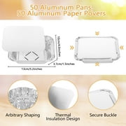 Treamon Aluminum Pans with Lids, Disposable Foil Tray with Lid, 5 x 4 50 Count