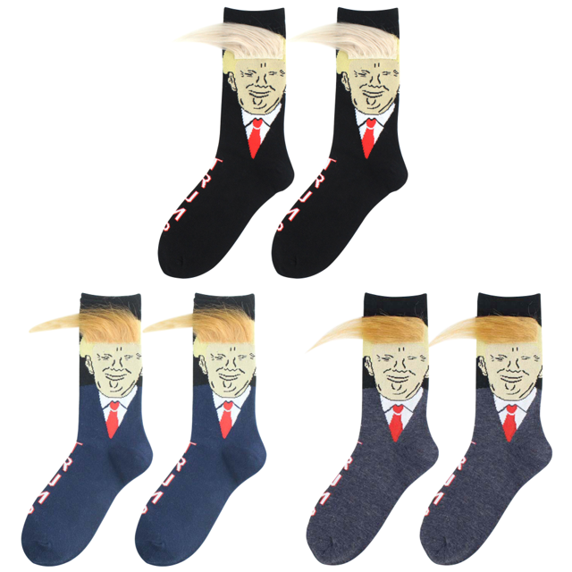 Calcetines Trump Con Pelo Falso 3D para Hombres Y Mujeres () Blanco