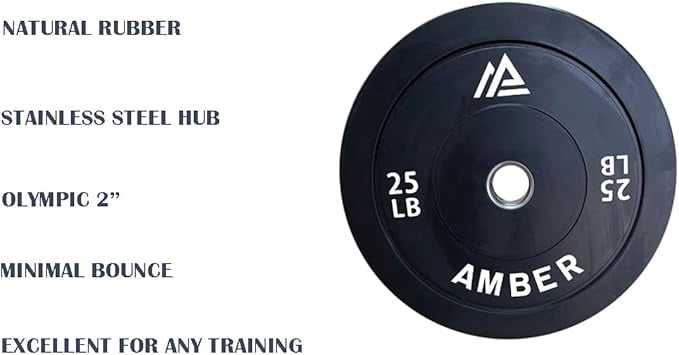 Bumper Plates: 2-Inch Stainless Steel Hub, Durable Rubber Weight Plates - Perfect for Cross-Training, Weightlifting, and Gym Fitness - 25lb Pair