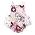 thumbnail image 1 of Inflant Baby Girls Clothing Gradient Ruffle Cross Back Bow Romper Jumpsuit (18-24 Months, Donut), 1 of 1