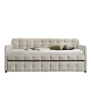HMD Fulham Upholstered Twin Daybed with Trundle, Beige