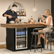 GDLF Bar Height Table with Fridge Space, 41.1H Counter Height Pub Tall Dining Table, Kitchen Bar with Storage