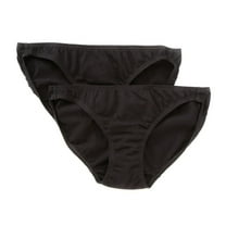 Women's Cottonique W22205 Latex Free Organic Cotton Low Rise Panty - 2 Pack (Black 11)