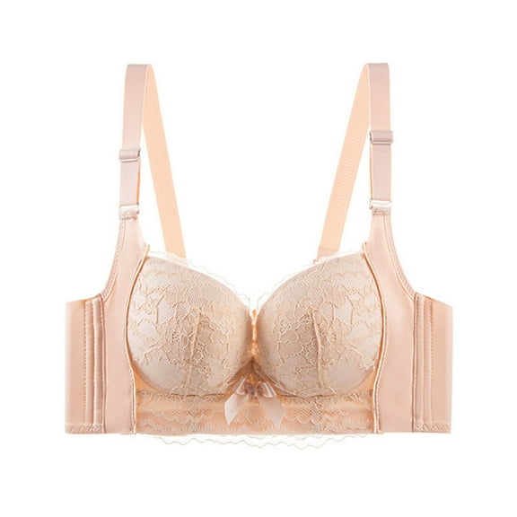 LYEAA Bras for Women Wireless Padded Soft No Wire Lace Cotton Push up Everyday Bras Support Solid Lift Sleep Bras Comfortable Wirefree Breathable Shaping Daily Bralette Beige L