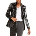 thumbnail image 1 of I.N.C Womens Sequin One Button Blazer Jacket, Black, Small, 1 of 1