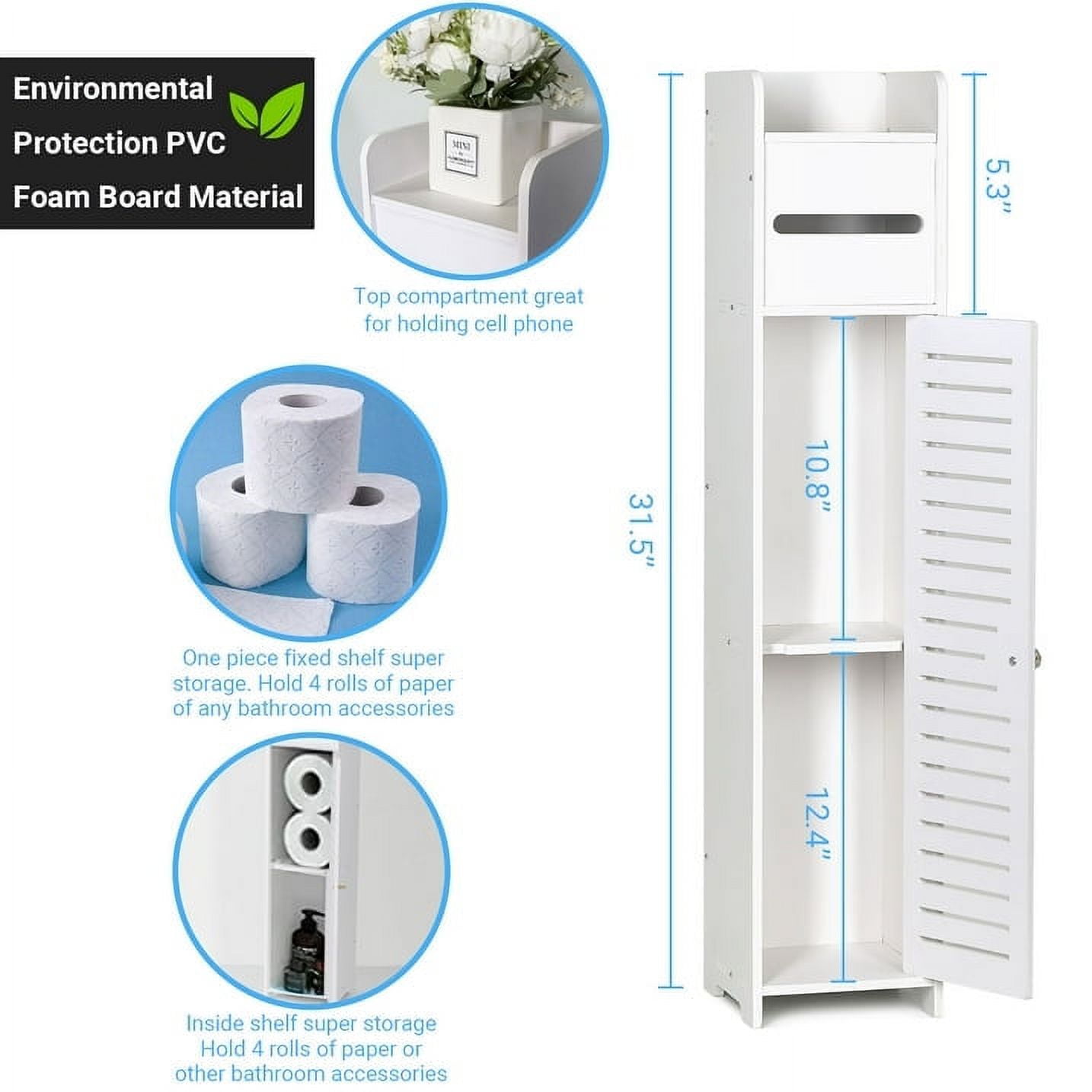 Homeika 2-Door Bathroom Cabinet, 4-Tier Design, Small Space Homeika 2-Door Bathroom Cabinet, 4-Tier Design, Small Space