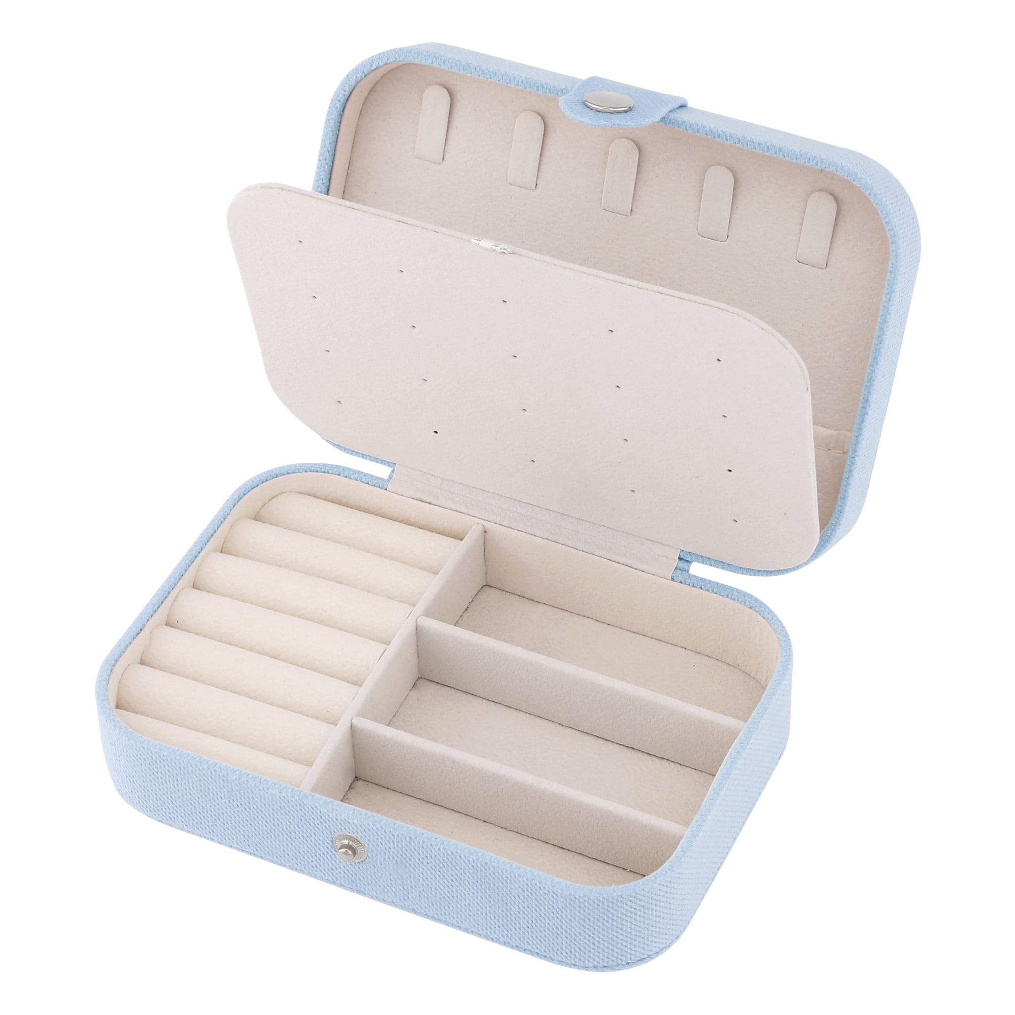Unique Bargains Travel Compact Jewelry Box for Women Light Blue