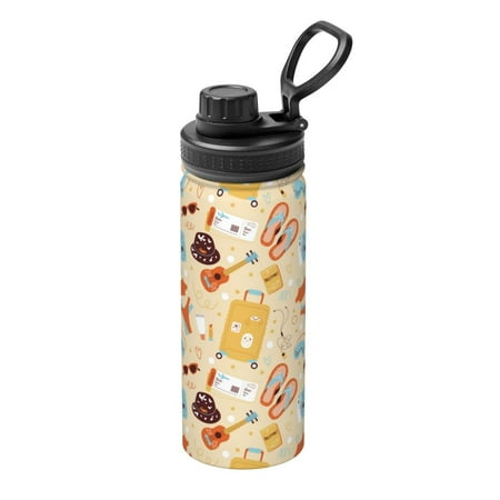 

Uemuo Summer Travel 18OZ Insulated Kettle Sports Water Bottle Stainless Steel Kettle Vacuum Insulated Flask Flip Lid Travel Mug