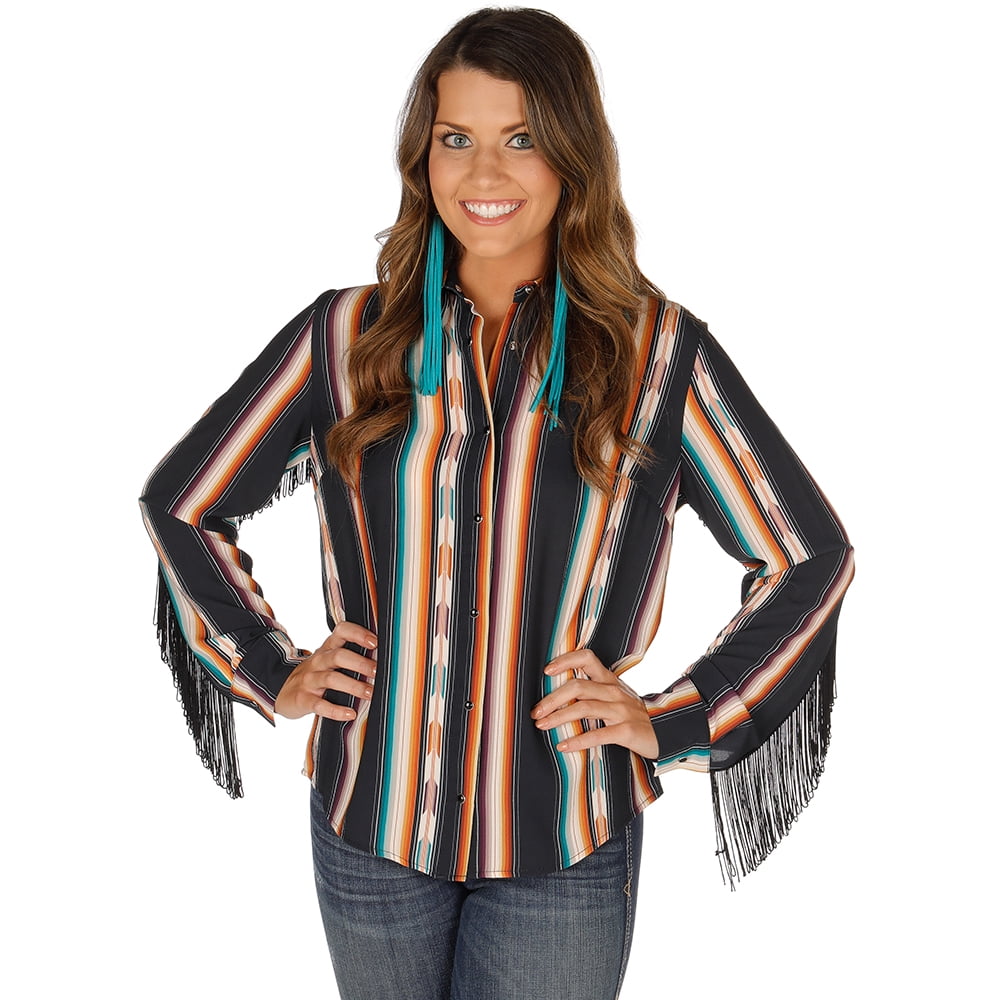 Women's Woven Fringe Snap Front Shirt