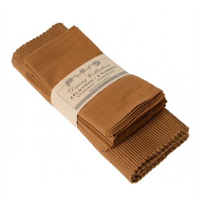 Mr. MJs Trading AG-05313 4 Placemats Plus 4 Napkins Set, Spice Brown