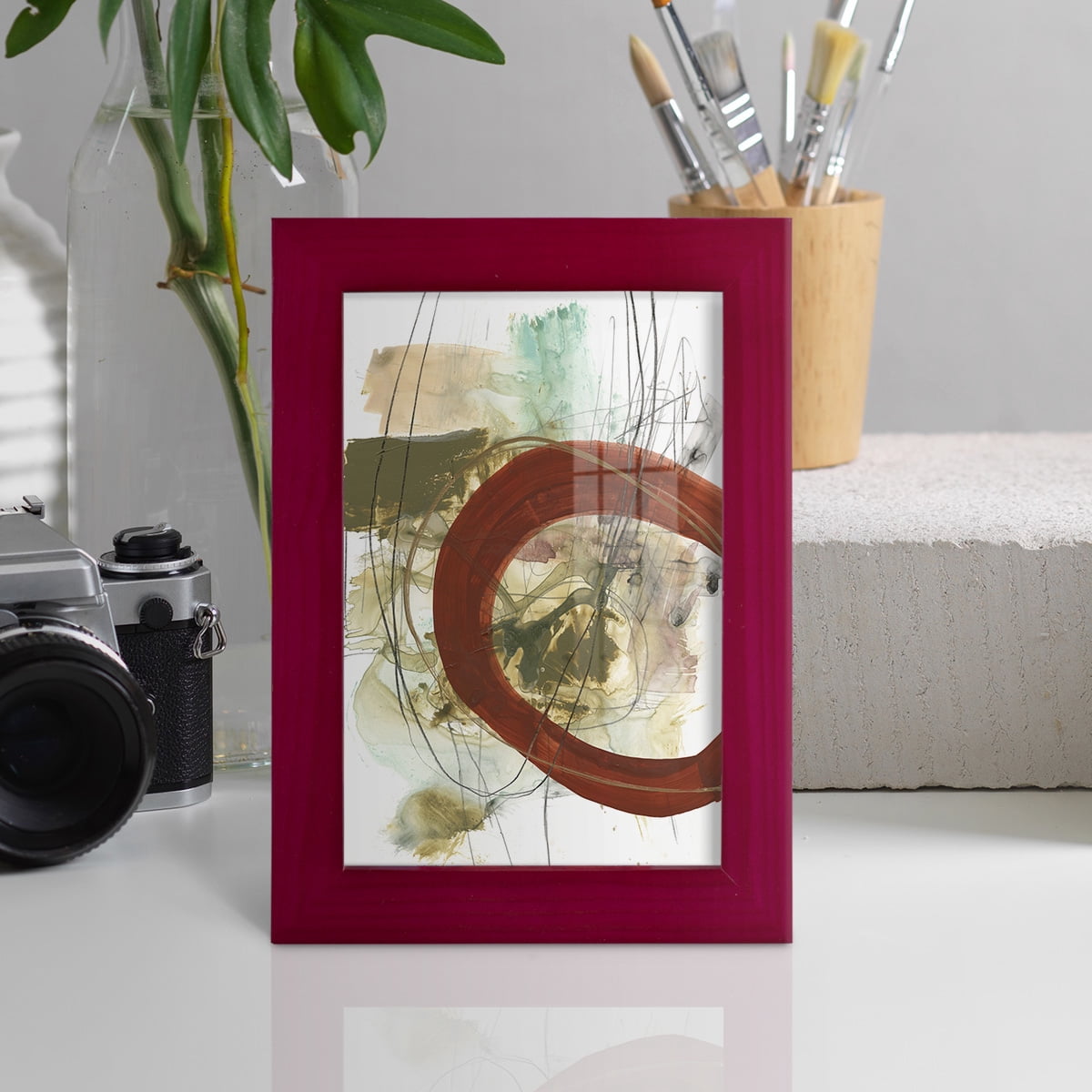 Rusted Loops II - Framed Print w/glass - Cherry Red