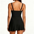 thumbnail image 4 of MecTo Women's Tankini Set Tummy Control Swimsuit 2 Piece High-Waisted Triangle Bottom Tie Knot Swim Skirt Black S, 4 of 8