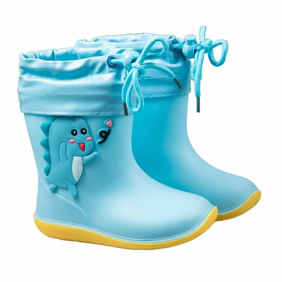 BGZLEU Dinosaur Toddler Rain Boots with Handles - Girls baby Kids Waterproof Shoes Boys Rain Boots Lightweight Adorable Cute Solid Rubber mud boots (Blue, Size 25)