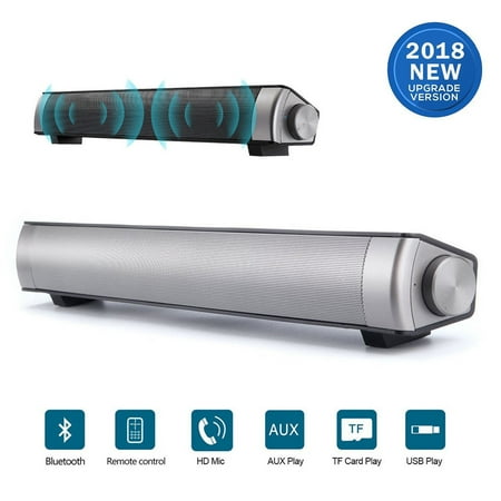 bluetoot h Sound Bar, CNMODLE Wired and Wireless Computer Speakers Portable Home Theater Stereo Soundbar Speaker for PC Desktop lapto p Projector and Android Cellphones