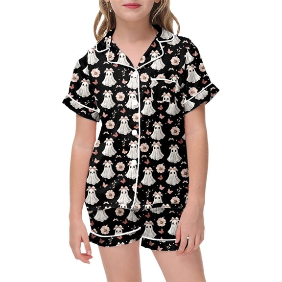 bravefron Girls Halloween Outfits set 2 Piece Set Short Sleeve Pumpkin Printed Casual Comfortable Elastic Waist Toddler Kids Clothes