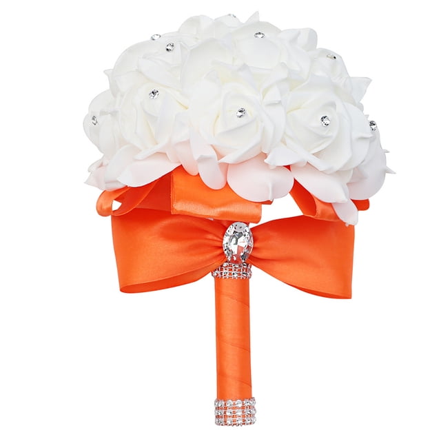 Guardurnaity Magnífico ramo de novia de plástico para bodas, duradero y elegante, de bajo mantenimiento durante más tiempo Ropa, zapatos y accesorios Miscelánea naranja