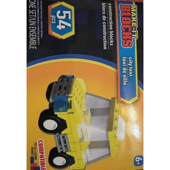 Make It Blocks 54 Piece Tube, Taxi Construction Toy, Interlocking Mini Puzzle Blocks for Kids