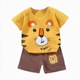 thumbnail image 4 of NOLDARES Baby Boy Summer Outfits 2pcs Short Sleeve Round Neck Tee Shirt Casual Drawstring Shorts Clothes(Yellow,5-6 Y), 4 of 4