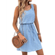 thumbnail image 3 of Vestido Mini con Cordón Texturizado y Calado para Mujer, Azul L, 3 of 7