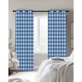 thumbnail image 3 of Blue Blackout Curtains, Light Blocking Print Window Curtains, Country French Rustic Buffalo Plaid Modern Art Thermal Insulated Window Drapes for Living Room Kitchen Cafe 2 Panels, 84"W x 63"L, 3 of 9
