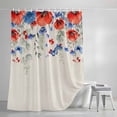 thumbnail image 4 of Blue Red Flowers Small Stall Shower Curtain, Waterproof Shower Curtains for Bathroom, Elegant Spring Floral Butterfly Rustic Washable Fabric Bath Curtain for Bathtub with Hooks 36x72 Inches, 4 of 9