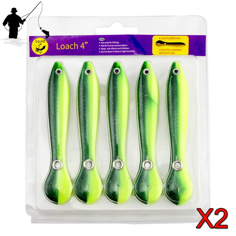 Elbourn Fishing Lures, Simulation Loach Soft Bait, Slow Sinking Bionic  Swimming Lures for Saltwater, Freshwater (10PCS Green) 