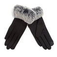 thumbnail image 2 of Ladies Fuzzy Faux Fur Winter Gloves with Fleece Lining - Warm Microgrip Gloves for Winter, 2 of 2