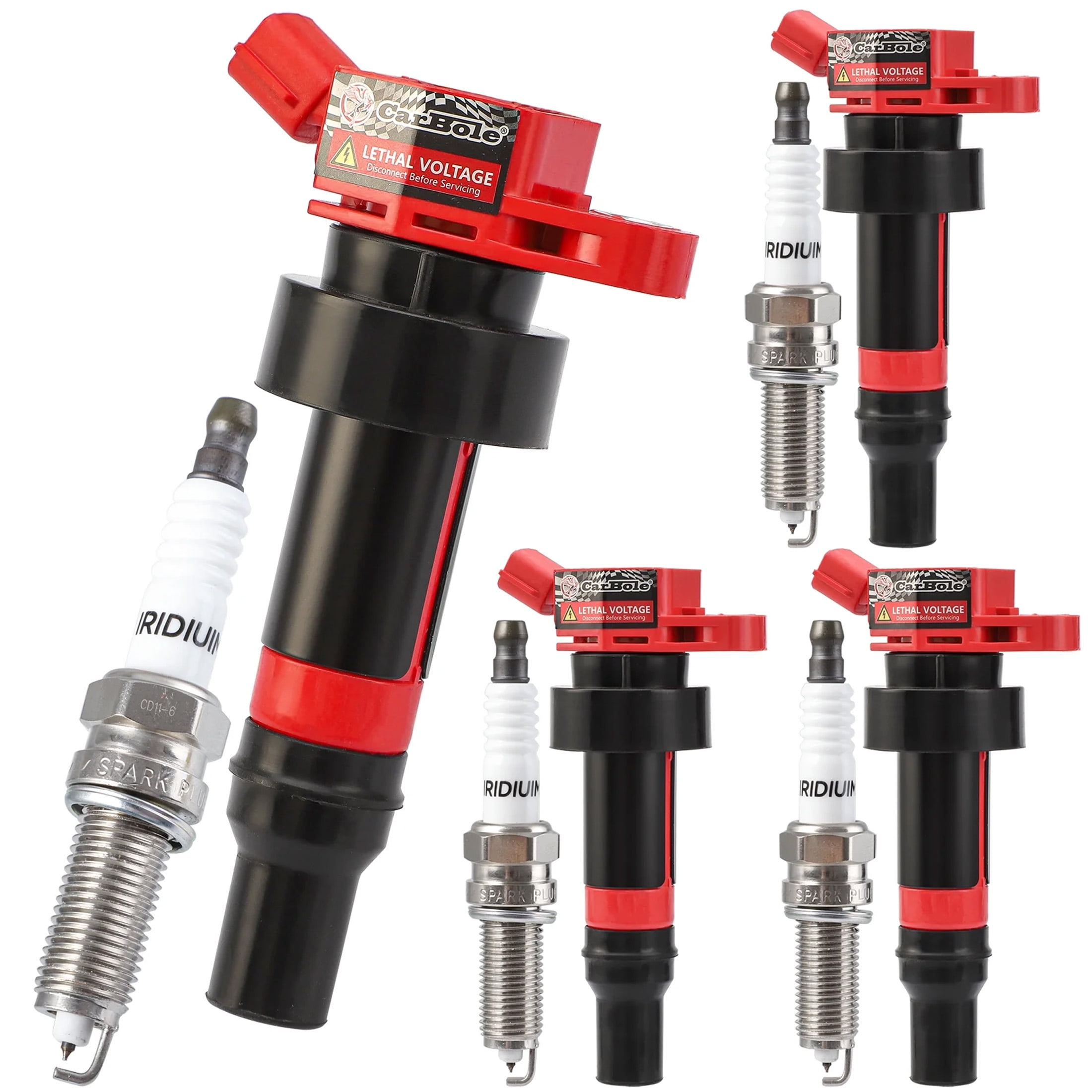 Set of 4 Ignition Coils Pack and Spark Plugs Compatible with Hyundai Kia Dodge Accent Veloster Rio Soul Attitude L4 1.6L Replacement for UF652