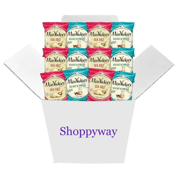 Miss Vickie's Sea Salt and Sea Salt & Vinegar Potato Chips, 1.375 oz Bags, Pack of 12, Bundled by Shoppyway